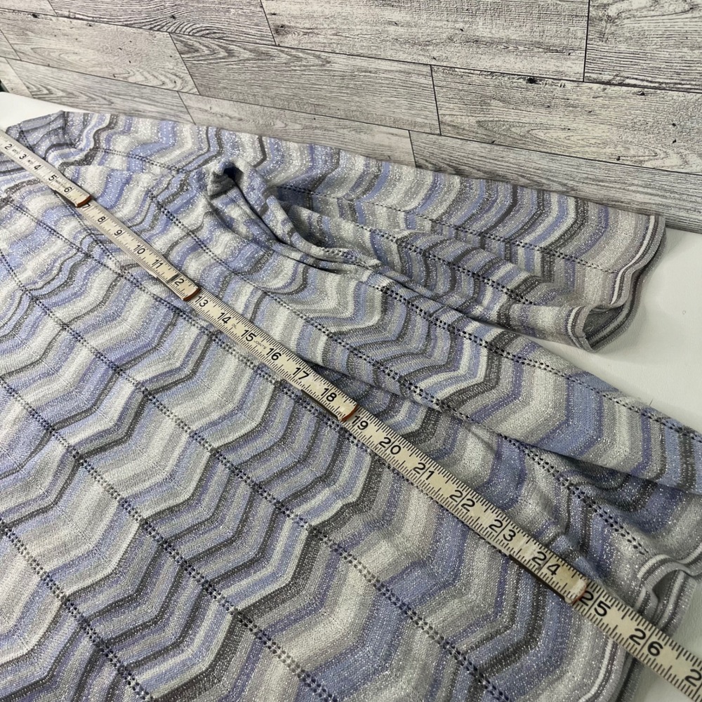 Alfred Dunner Knit Top Women 1X Blue Silver Chevron Metallic V-Neck 3/4 Sleeve - Picture 7 of 8